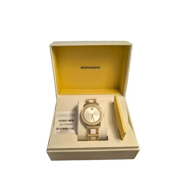 Movado Bold Gold Ceramic Dot Dial Swiss Made Women\'s Watch 3600892 NIB $895 Authentic Movado Bold Yellow Gold Plated Steel Women main image 4